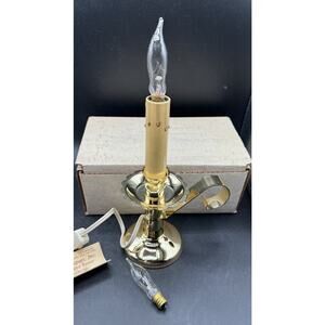 Rare Vtg Brass 8” Candlestick Lamp Electric With 2 Fancy Bulbs Works Great! -LO6